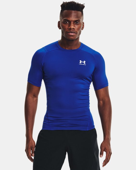 Men's HeatGear® Short Sleeve in Blue image number 0